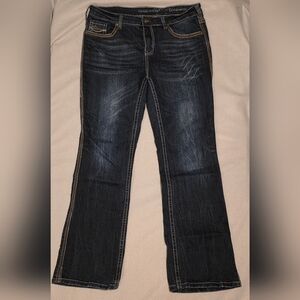 Cowgirl Tuff “Patina II” Jeans Women’s Size 35x33 Dark Wash Mid Rise Bootcut